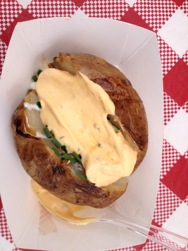 baked potato with cheddar ranch dip